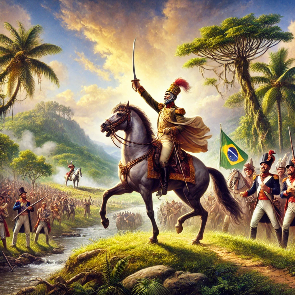 Pintura clássica 'Independência ou Morte' de Pedro Américo retratando D. Pedro I levantando a espada.