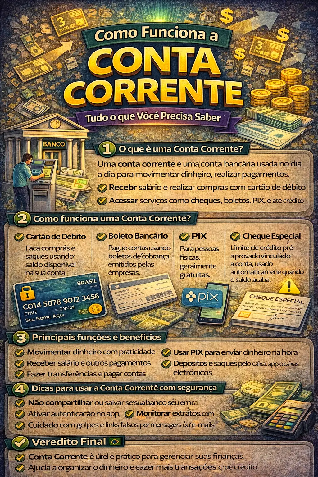 Infográfico explicativo do fluxo da conta corrente